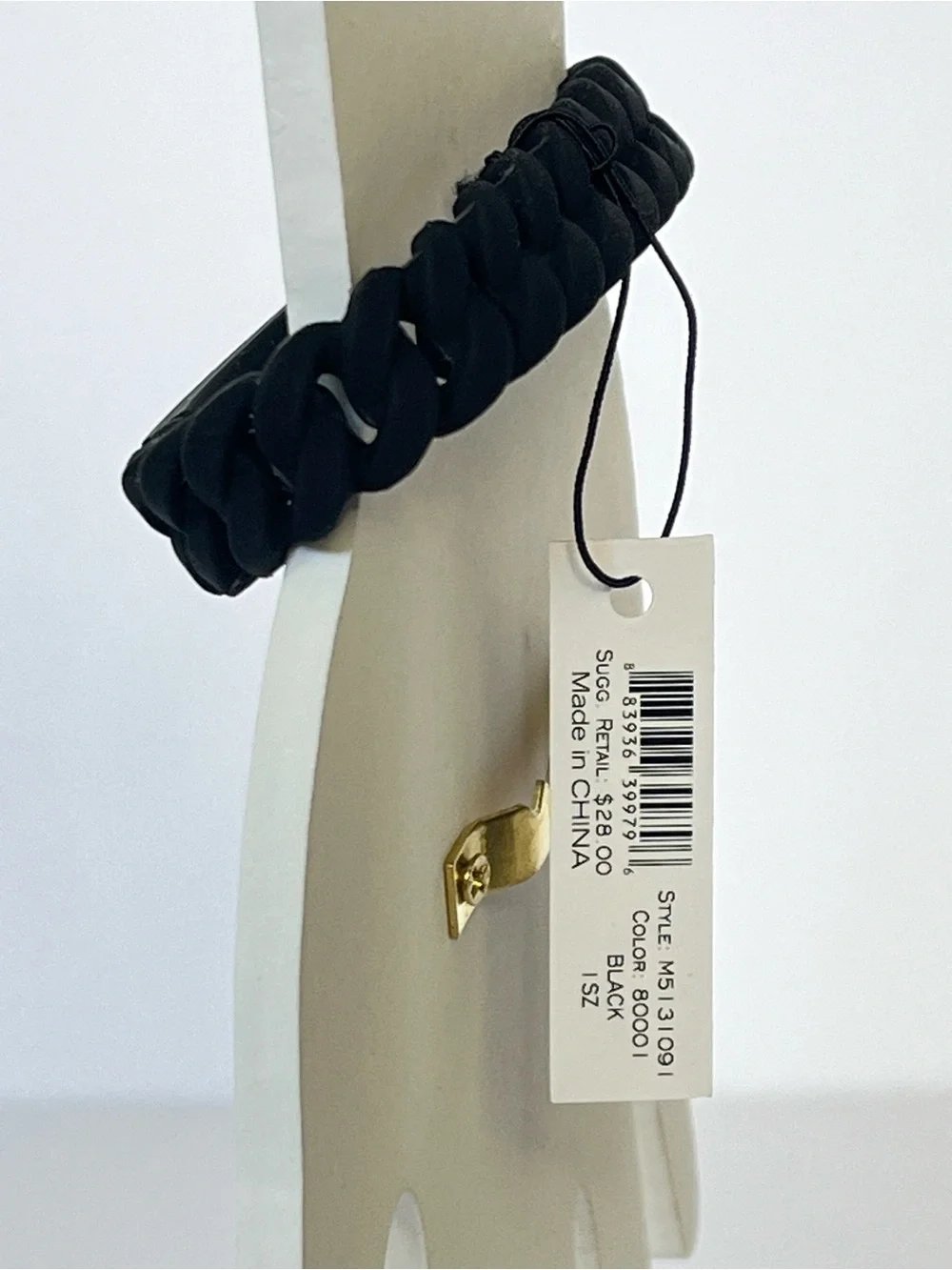 Marc Jacobs Standard Supply Black Rubber Chain Link Stretch Bracelet